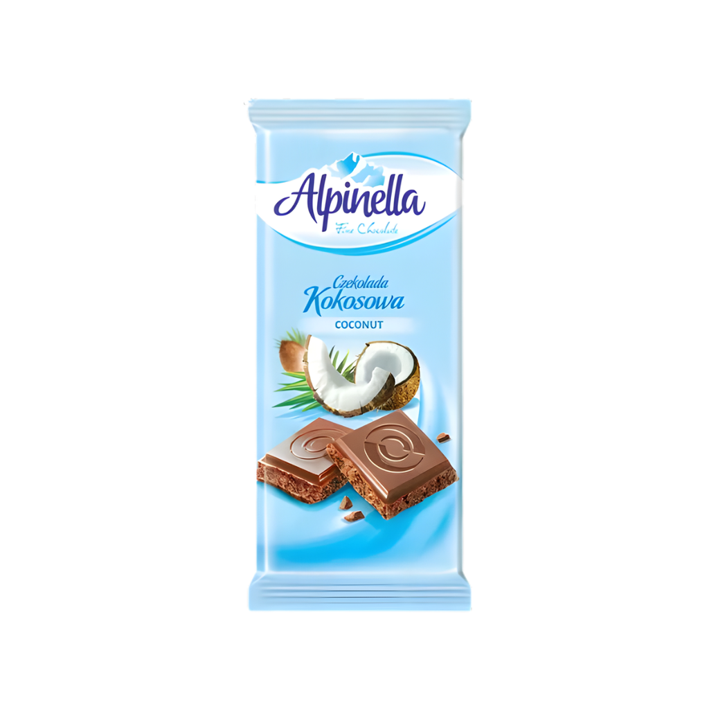 ALPINELLA AO LEITE COM COCO 90G – Lucky Kandy